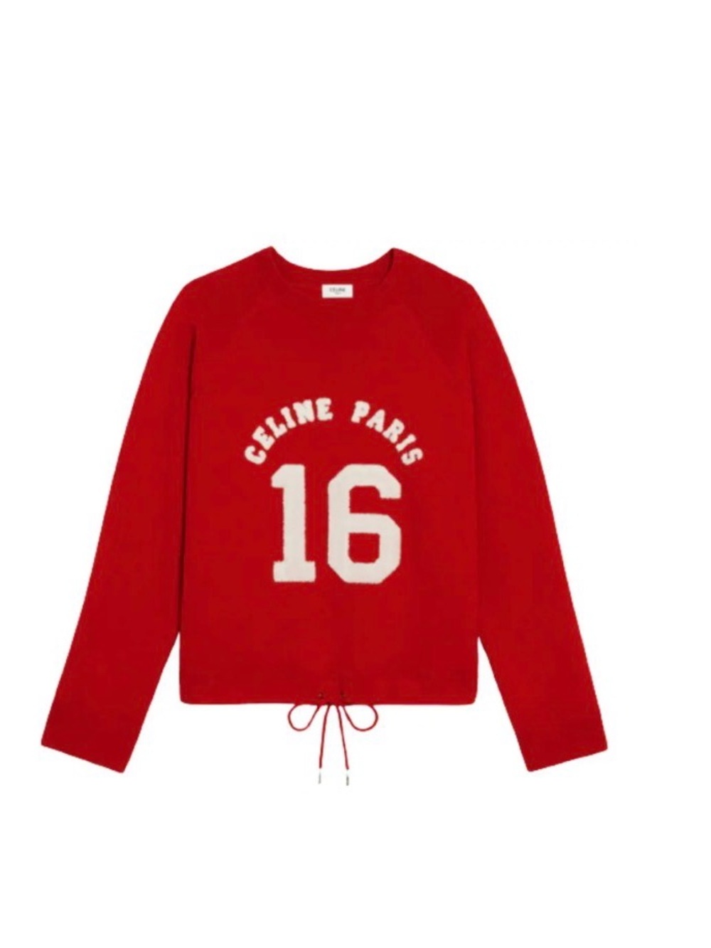Celine Red Crewneck Sweater with White '16' Graphic
